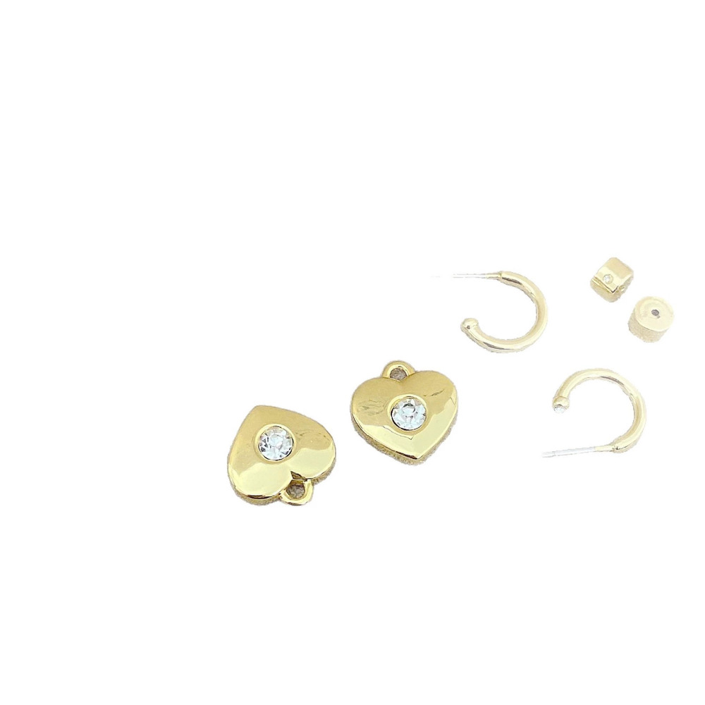 Coach Heart Shape Crystal Rhinestone Earrings - Picture 5 of 7